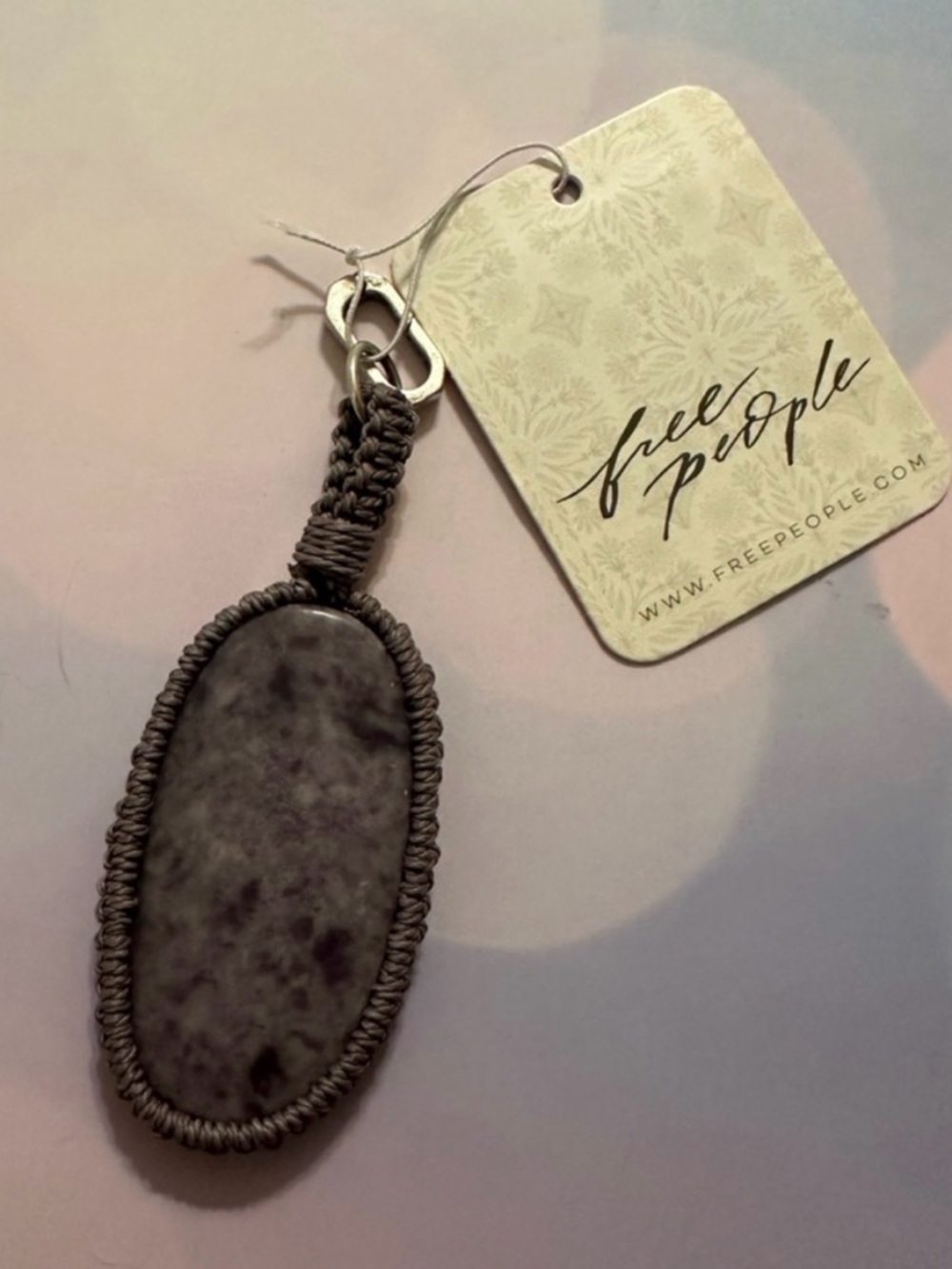 NWT Free People Wrapped Stone Bag Charm in Amethyst / new with tag in plastic